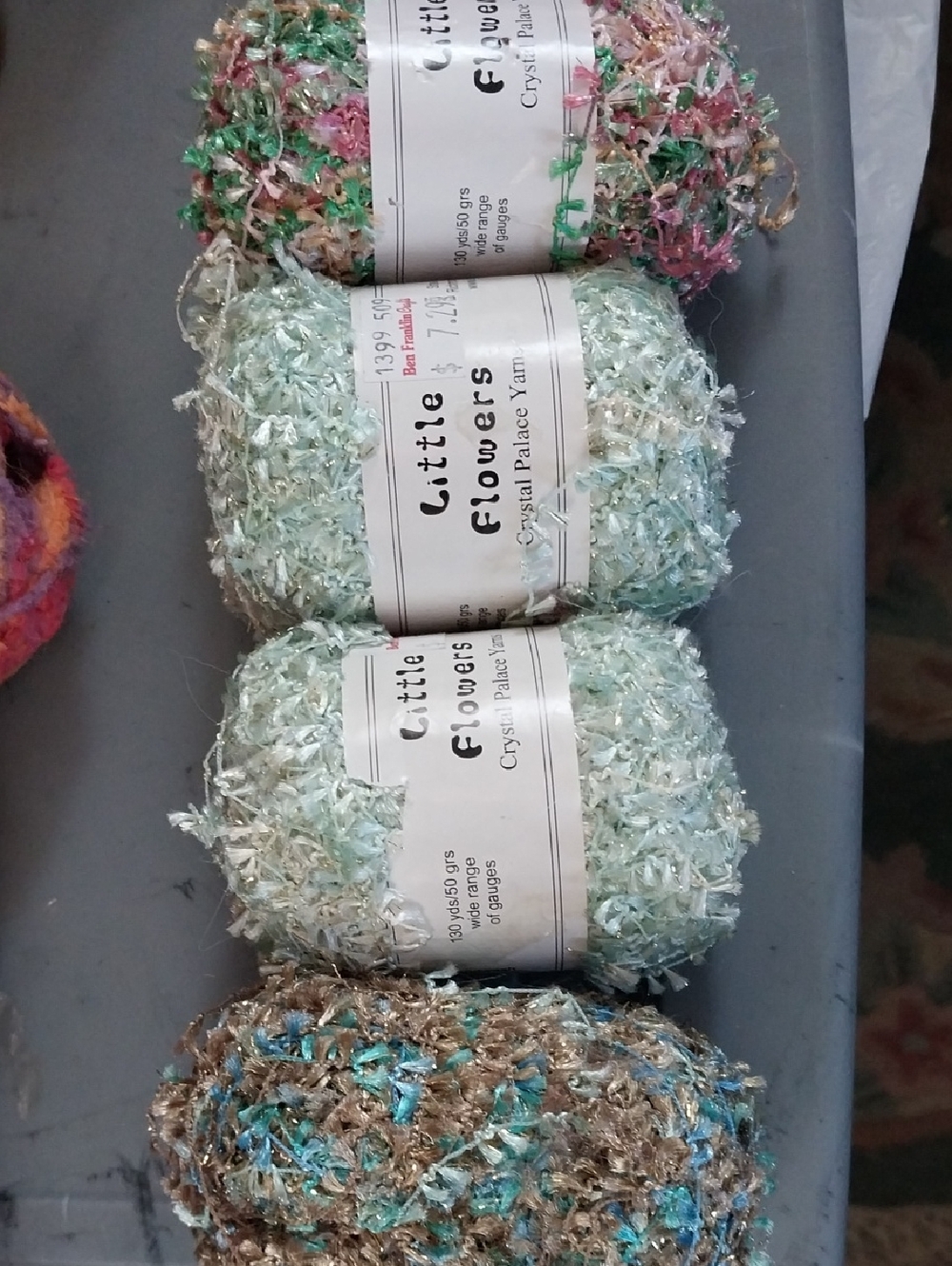 Crystal Palace -Yarn Little Flowers Pastel Mint & Multi Skeins